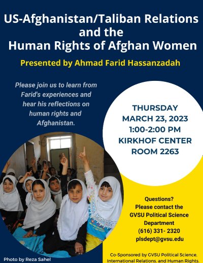 US-Afghanistan/Taliban Relations and the Human Rights of Afghan Women: Presented by Ahmad Farid Hassanzadah